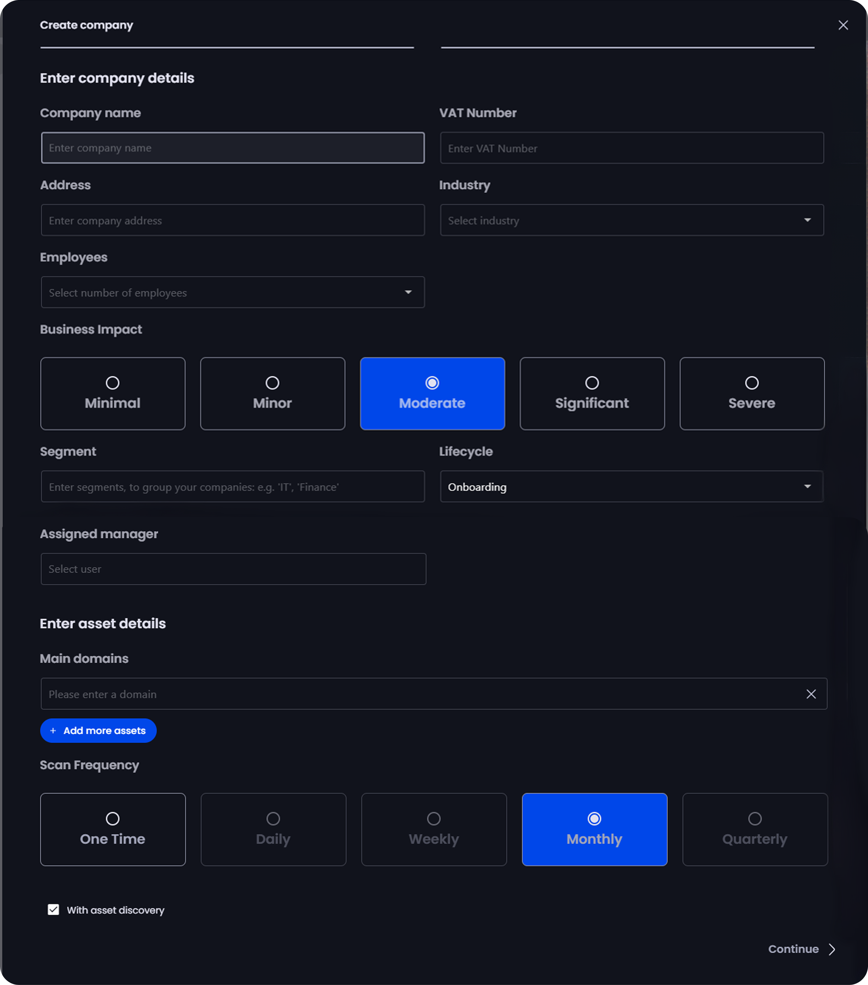 Original manual onboarding form